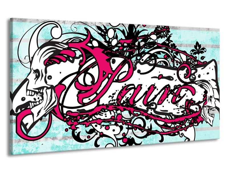 Canvas schilderij Popart | Zwart, Wit, Roze | 190x100cm 1Luik