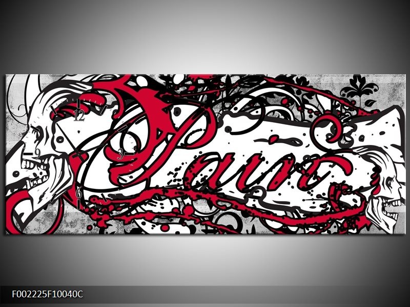 Klok schilderij Popart | Zwart, Wit, Rood | 100x40cm 1Luik