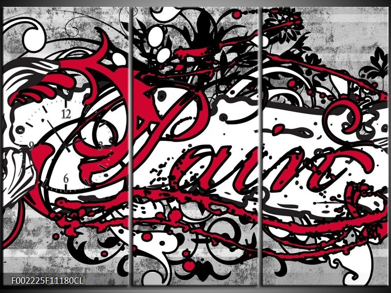 Klok schilderij Popart | Zwart, Wit, Rood | 111x80cm 3Luik