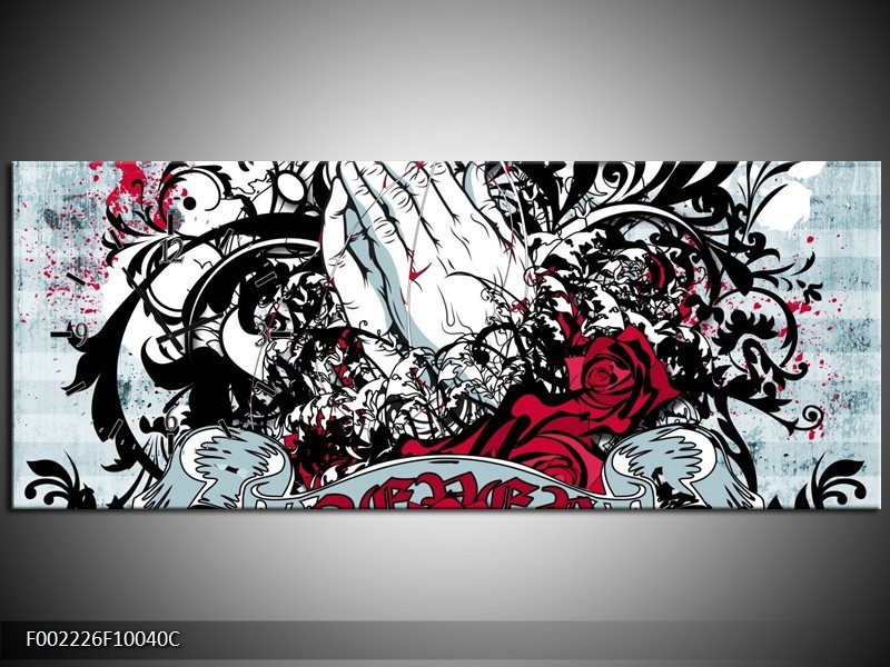 Klok schilderij Popart | Zwart, Wit, Rood | 100x40cm 1Luik