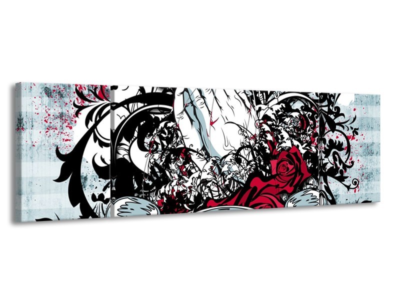 Glas schilderij Popart | Zwart, Wit, Rood | 170x50cm 3Luik