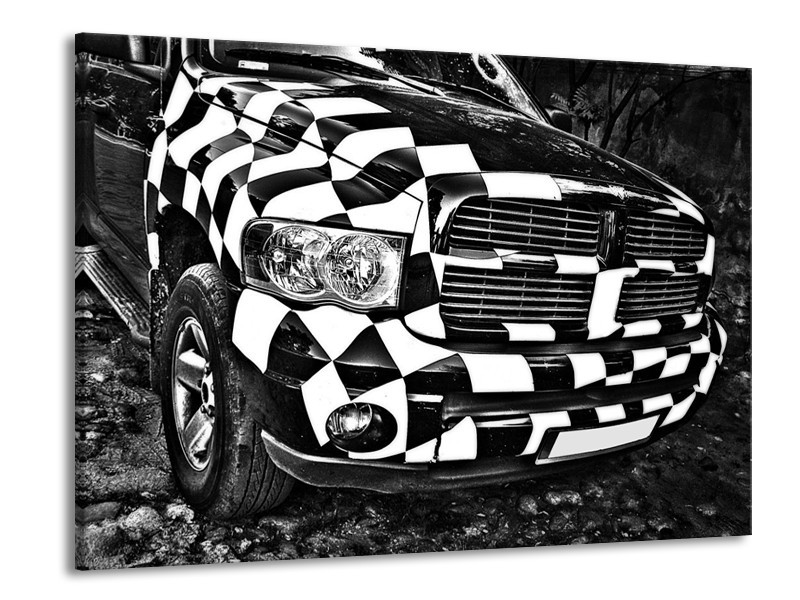Canvas schilderij Auto | Zwart, Wit, Grijs | 100x70cm 1Luik