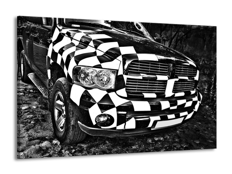 Glas schilderij Auto | Zwart, Wit, Grijs | 140x90cm 1Luik