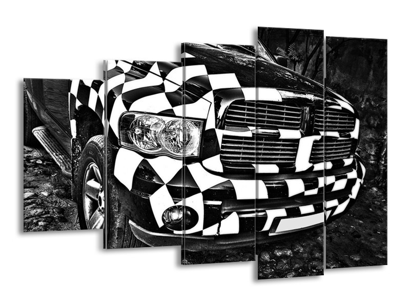 Glas schilderij Auto | Zwart, Wit, Grijs | 150x100cm 5Luik
