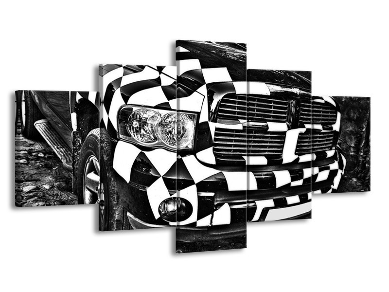 Glas schilderij Auto | Zwart, Wit, Grijs | 150x80cm 5Luik