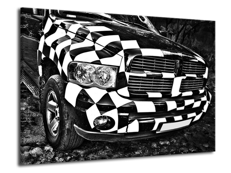 Glas schilderij Auto | Zwart, Wit, Grijs | 70x50cm 1Luik