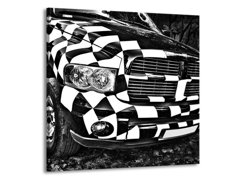 Glas schilderij Auto | Zwart, Wit, Grijs | 70x70cm 1Luik