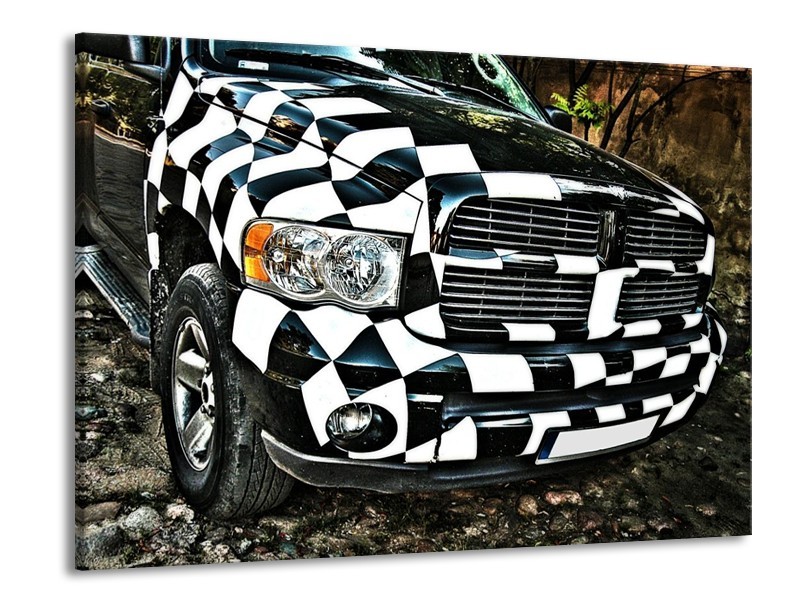 Glas schilderij Auto | Zwart, Wit, Blauw | 100x70cm 1Luik