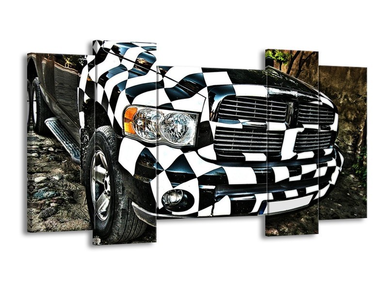 Glas schilderij Auto | Zwart, Wit, Blauw | 120x65cm 5Luik