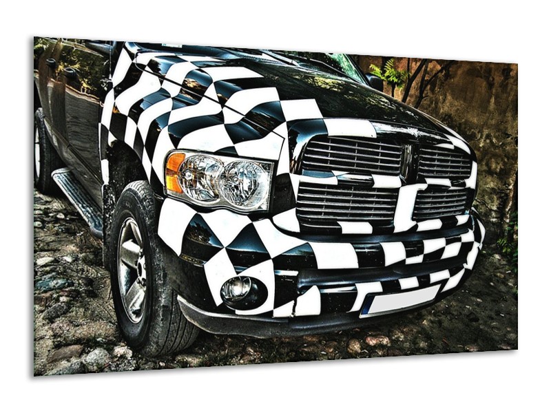 Glas schilderij Auto | Zwart, Wit, Blauw | 120x70cm 1Luik