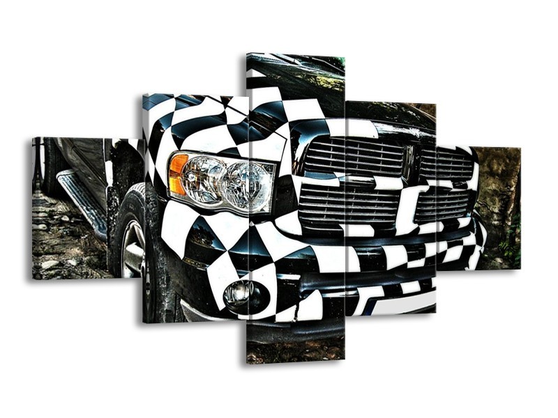 Glas schilderij Auto | Zwart, Wit, Blauw | 125x70cm 5Luik