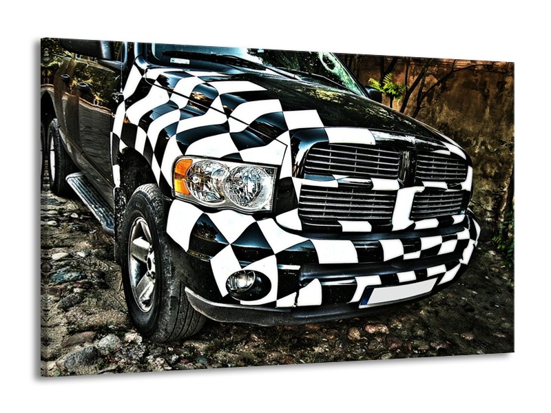 Glas schilderij Auto | Zwart, Wit, Blauw | 140x90cm 1Luik