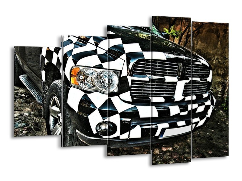 Glas schilderij Auto | Zwart, Wit, Blauw | 150x100cm 5Luik