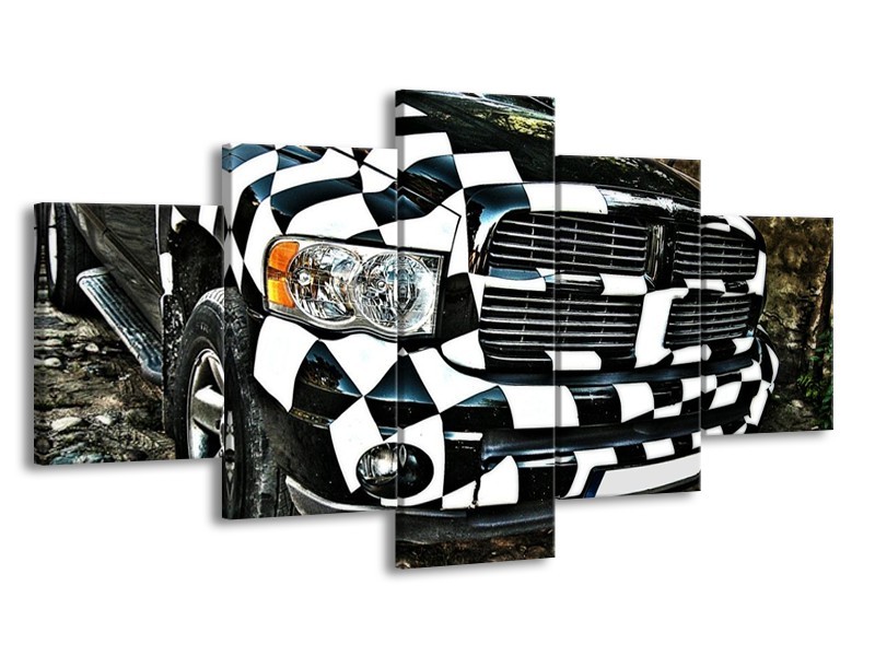 Glas schilderij Auto | Zwart, Wit, Blauw | 150x80cm 5Luik