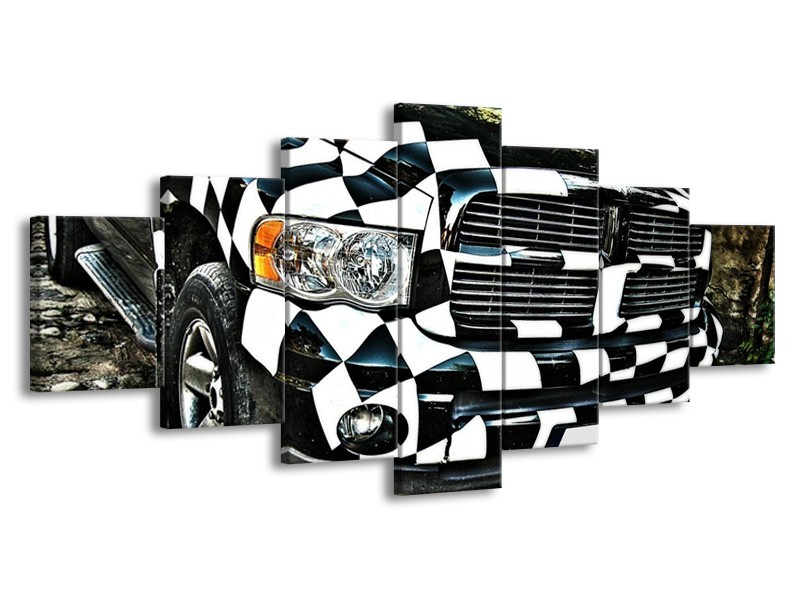 Glas schilderij Auto | Zwart, Wit, Blauw | 210x100cm 7Luik
