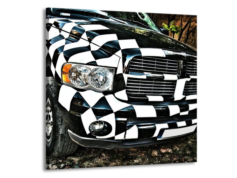 Glas schilderij Auto | Zwart, Wit, Blauw | 50x50cm 1Luik