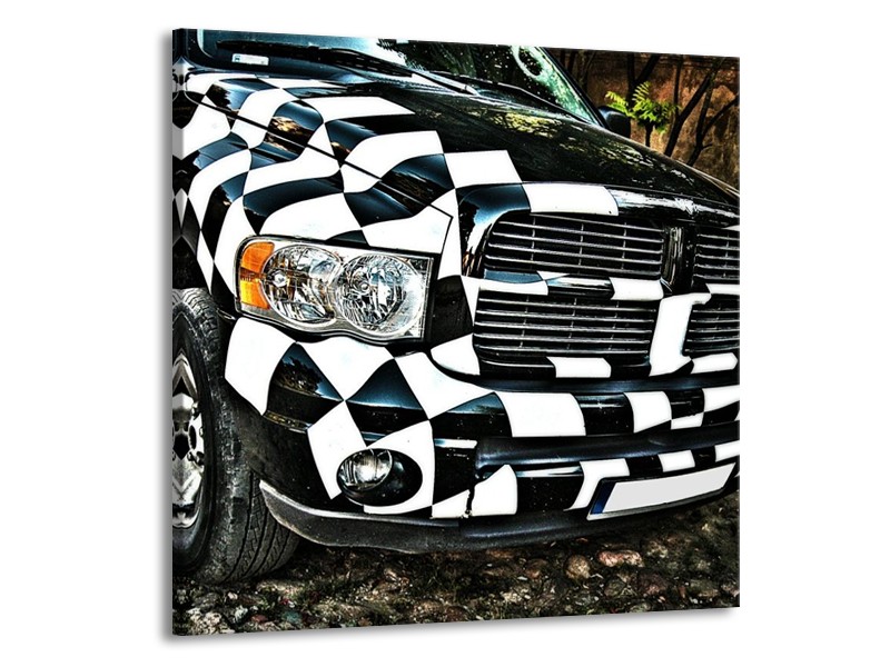 Glas schilderij Auto | Zwart, Wit, Blauw | 70x70cm 1Luik
