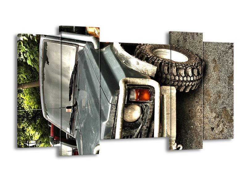 Glas schilderij Auto | Grijs, Groen | 120x65cm 5Luik