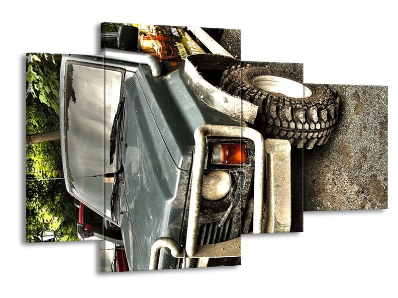 Glas schilderij Auto | Grijs, Groen | 120x75cm 4Luik