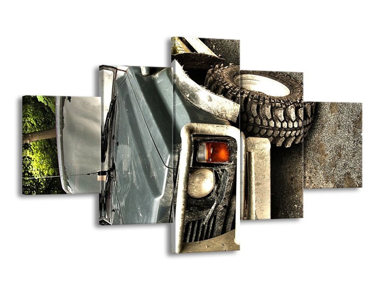 Glas schilderij Auto | Grijs, Groen | 125x70cm 5Luik