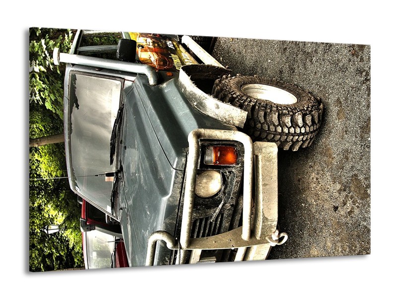 Glas schilderij Auto | Grijs, Groen | 140x90cm 1Luik