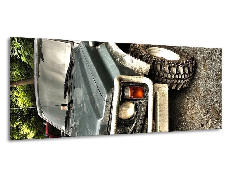 Glas schilderij Auto | Grijs, Groen | 145x58cm 1Luik