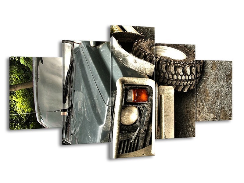 Glas schilderij Auto | Grijs, Groen | 150x80cm 5Luik