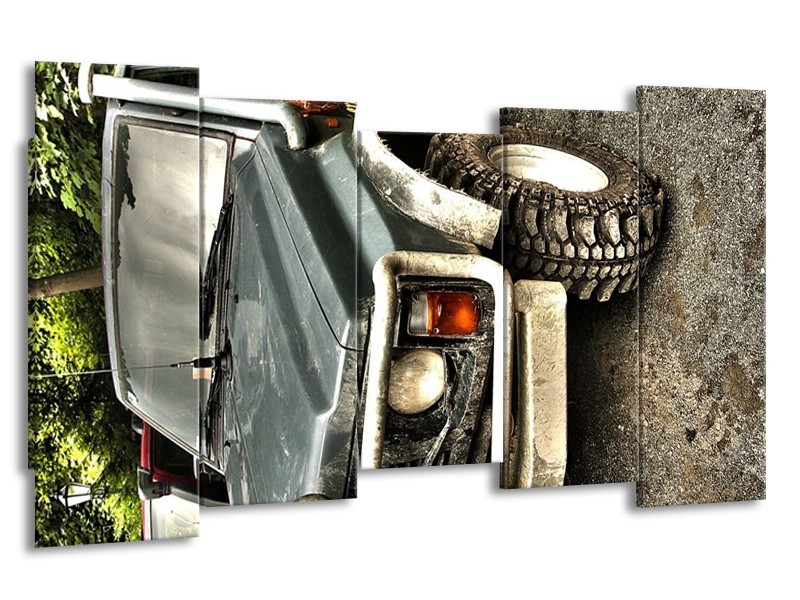 Glas schilderij Auto | Grijs, Groen | 150x80cm 5Luik
