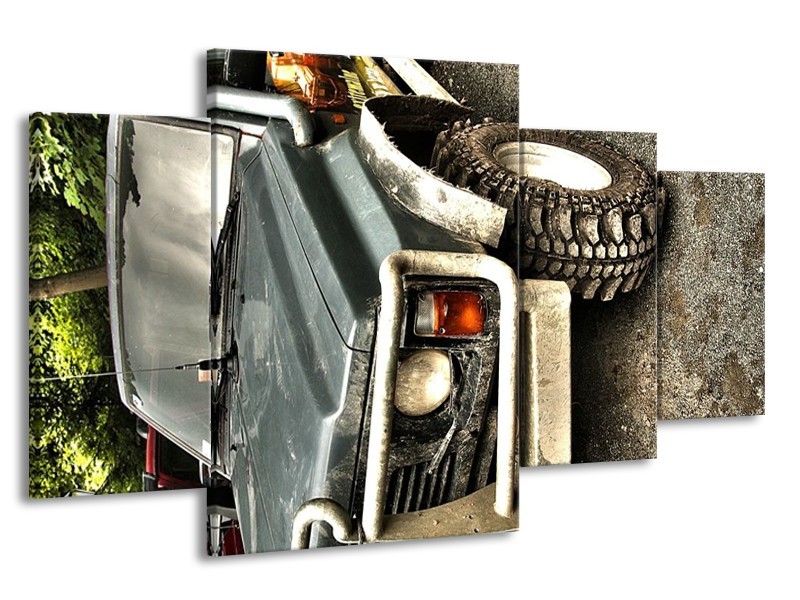 Glas schilderij Auto | Grijs, Groen | 160x90cm 4Luik