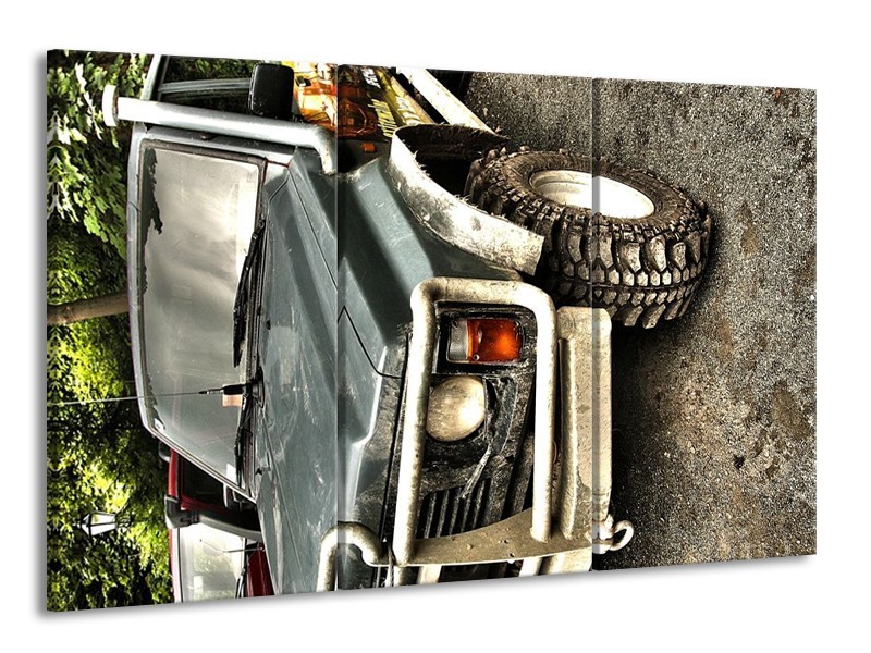Canvas schilderij Auto | Grijs, Groen | 165x100cm 3Luik
