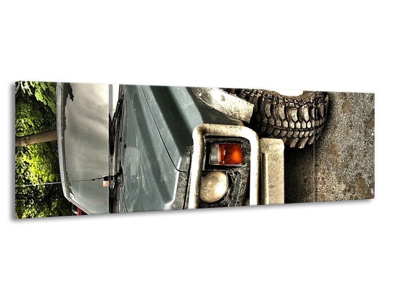 Glas schilderij Auto | Grijs, Groen | 170x50cm 3Luik