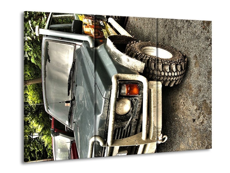 Glas schilderij Auto | Grijs, Groen | 90x60cm 3Luik