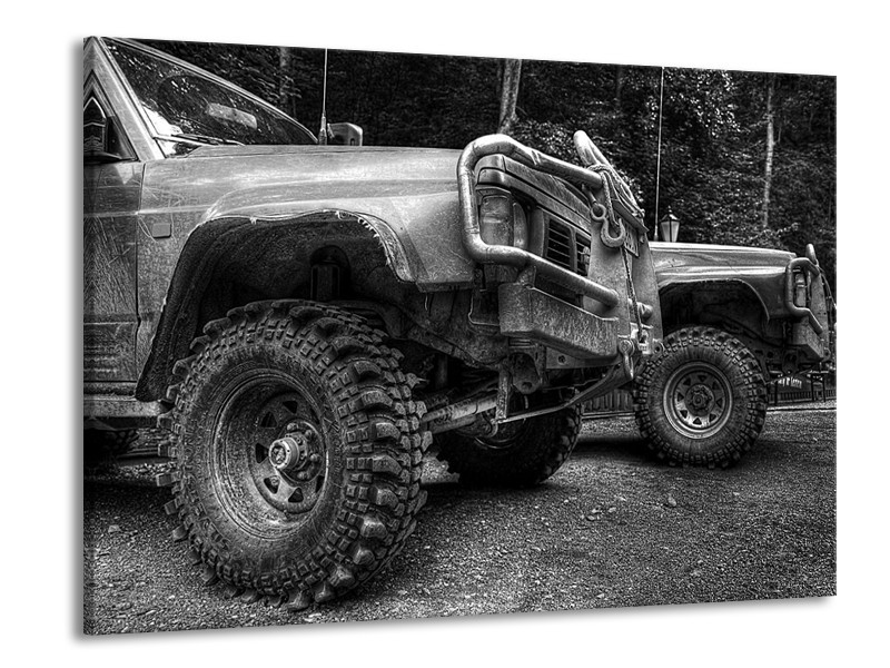 Glas schilderij Auto | Zwart, Wit, Grijs | 100x70cm 1Luik