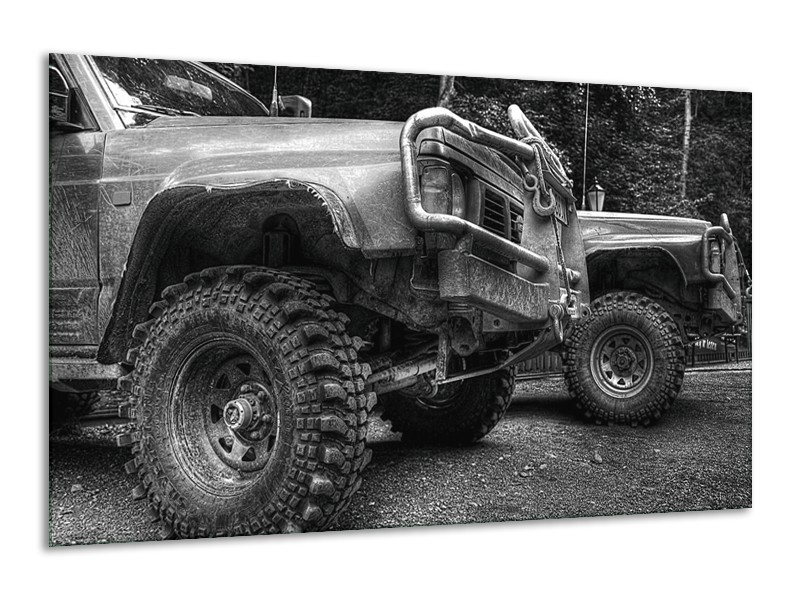 Glas schilderij Auto | Zwart, Wit, Grijs | 120x70cm 1Luik