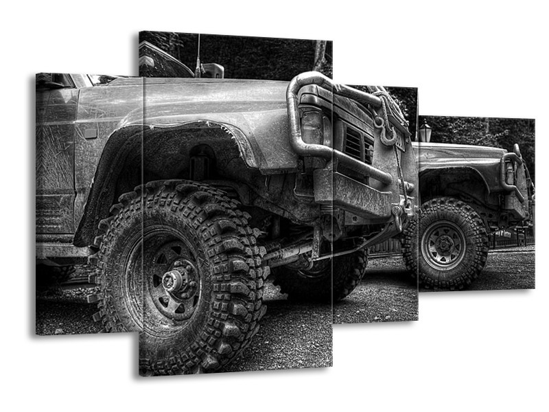 Glas schilderij Auto | Zwart, Wit, Grijs | 120x75cm 4Luik