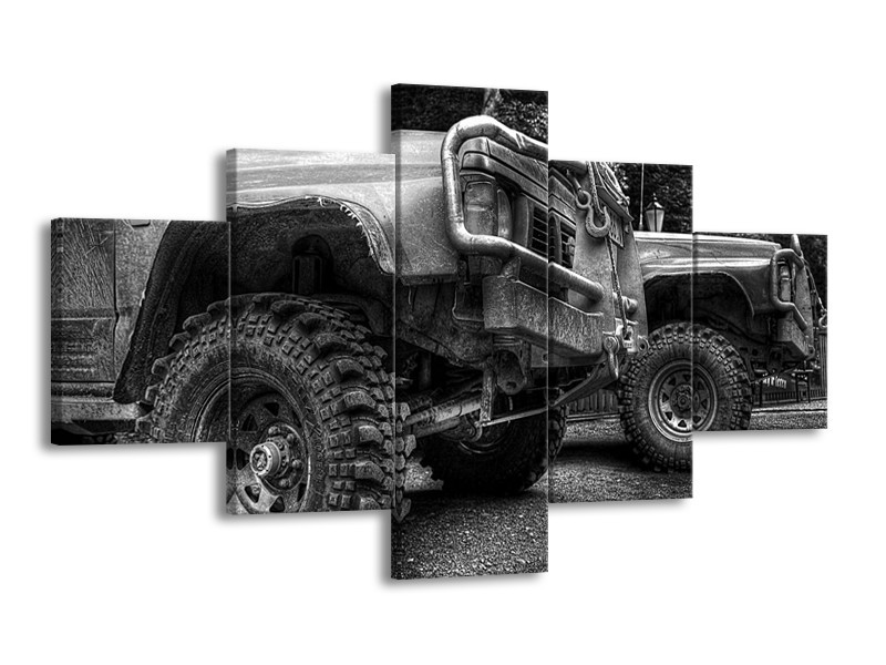 Glas schilderij Auto | Zwart, Wit, Grijs | 125x70cm 5Luik