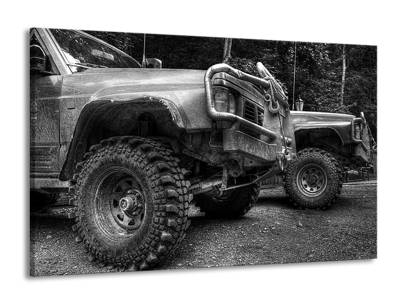 Glas schilderij Auto | Zwart, Wit, Grijs | 140x90cm 1Luik