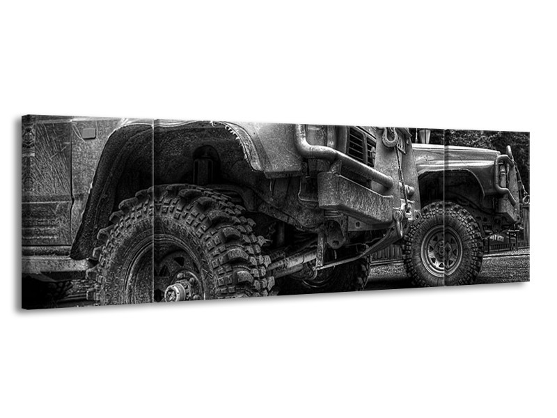 Glas schilderij Auto | Zwart, Wit, Grijs | 170x50cm 3Luik