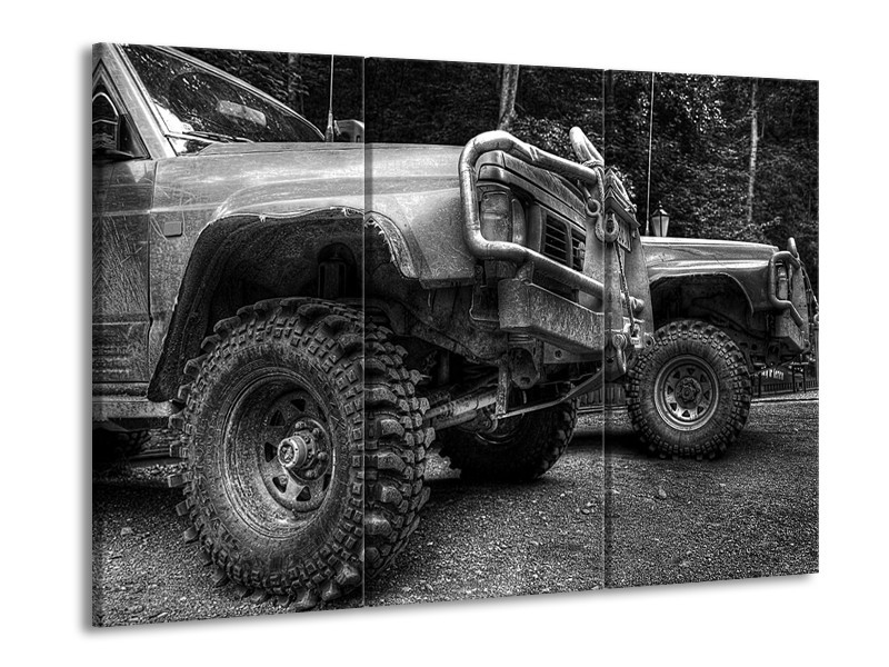 Glas schilderij Auto | Zwart, Wit, Grijs | 90x60cm 3Luik