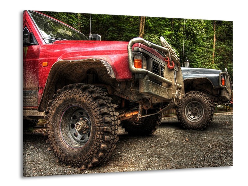 Glas schilderij Auto | Zwart, Wit, Rood | 100x70cm 1Luik