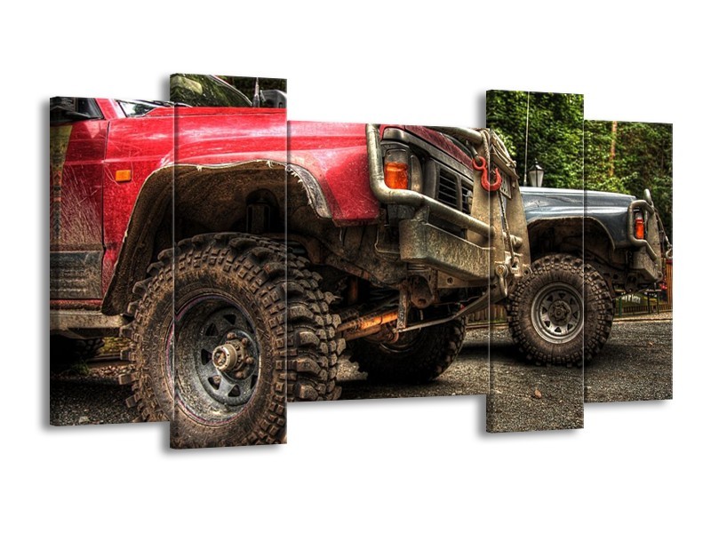 Glas schilderij Auto | Zwart, Wit, Rood | 120x65cm 5Luik