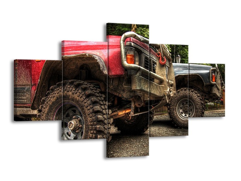 Glas schilderij Auto | Zwart, Wit, Rood | 125x70cm 5Luik