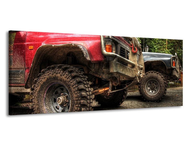 Glas schilderij Auto | Zwart, Wit, Rood | 145x58cm 1Luik