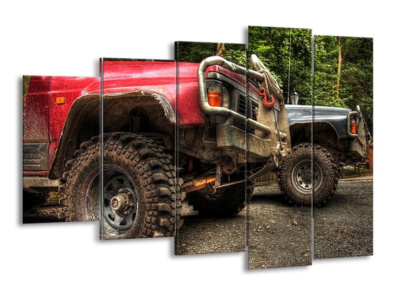 Glas schilderij Auto | Zwart, Wit, Rood | 150x100cm 5Luik