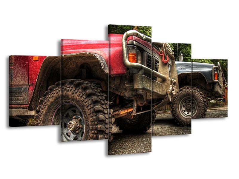 Glas schilderij Auto | Zwart, Wit, Rood | 150x80cm 5Luik