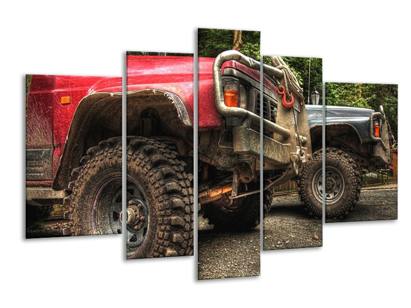 Glas schilderij Auto | Zwart, Wit, Rood | 170x100cm 5Luik