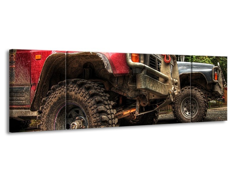 Glas schilderij Auto | Zwart, Wit, Rood | 170x50cm 3Luik