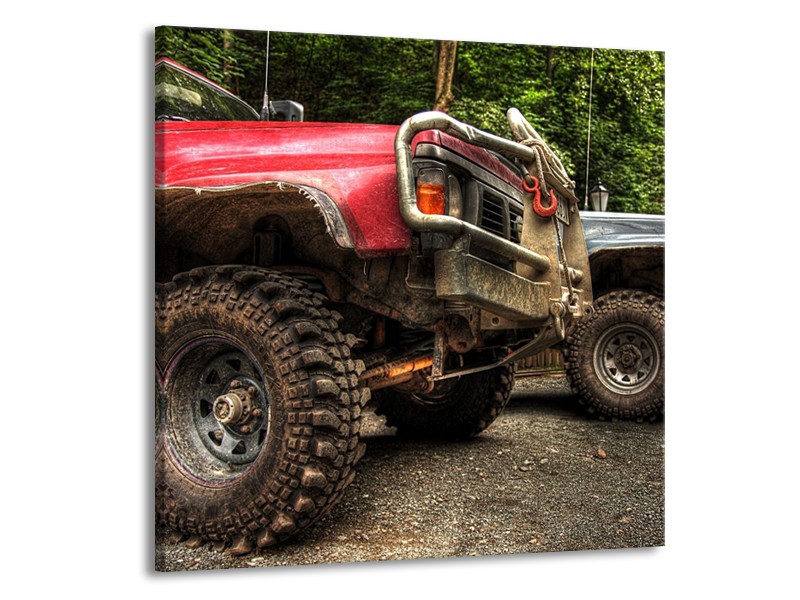 Glas schilderij Auto | Zwart, Wit, Rood | 70x70cm 1Luik