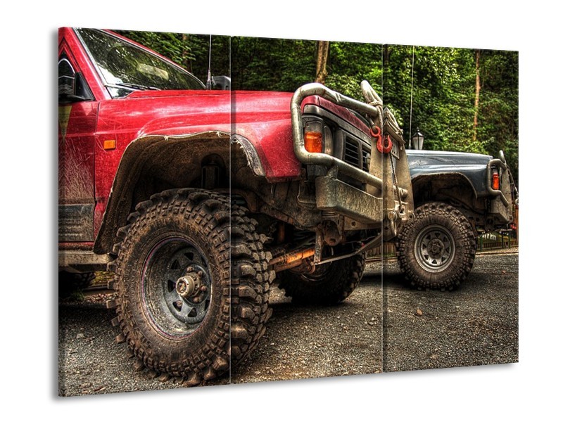 Glas schilderij Auto | Zwart, Wit, Rood | 90x60cm 3Luik