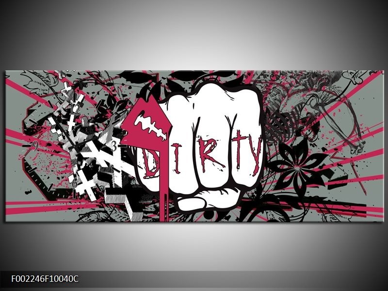 Klok schilderij Popart | Zwart, Roze, Wit | 100x40cm 1Luik